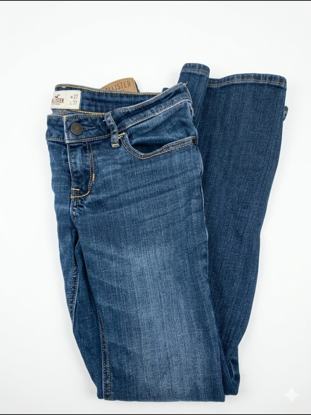 Hollister Women's Skinny Jeans - Dark Blue Size 5s W27 L31 Euc